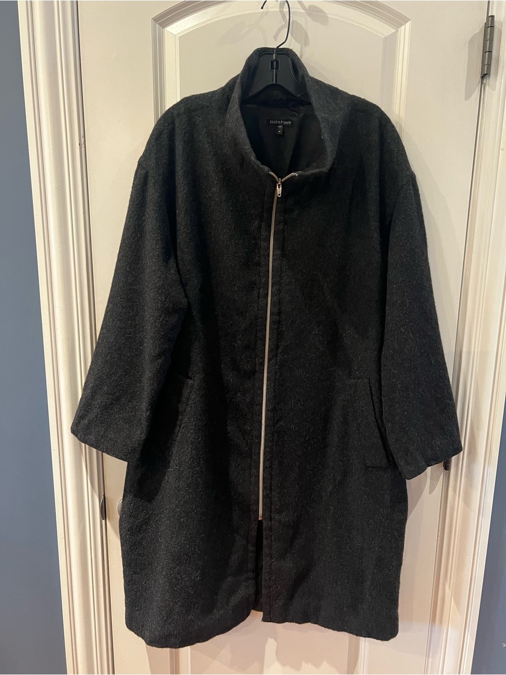 Eileen Fisher Royal & Baby Alpaca Coat M running bigger